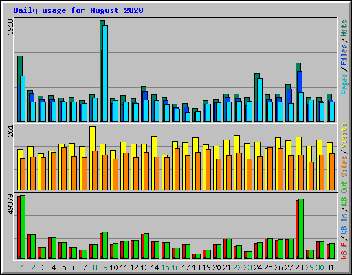 Daily usage for August 2020