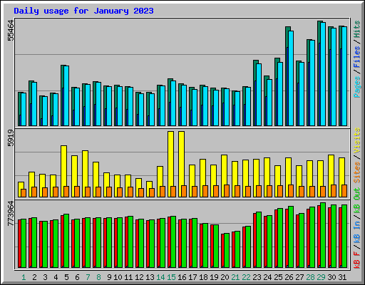 Daily usage for January 2023