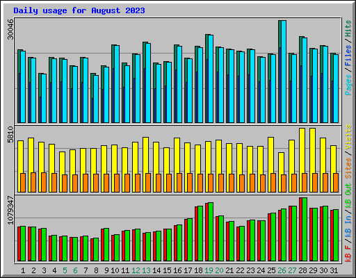 Daily usage for August 2023